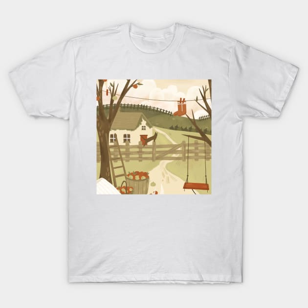 Farmcore view cat on the fence T-Shirt by mikhaleeevich